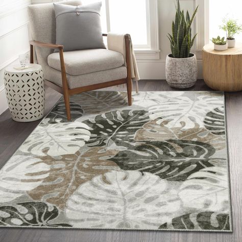 PRICES MAY VARY. [Tropical Trendy] - Immerse your living space in the charm of tropical aesthetics with the exquisite monstera area rug.Lush foliage effortlessly infuses your home with a trendy and vibrant ambiance,creating a captivating visual focal point. [Ultra Soft Material] - Our faux wool rug has a homey, natural feel underfoot that is so soft, you'll feel like you could lie back and cloud-watch from your living room.The touch is incredibly soft and silky, there's no better way to warm you Hawaiian House Decor, Hawaiian Interior Design, Modern Tropical Decor, Dining Room Apartment, Hawaiian House, Nature Rugs, Botanical Bedroom, Leaf Rug, Tropical Area Rugs