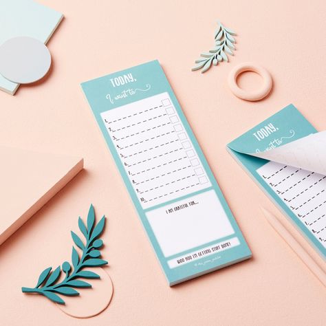 Eye-catching 'I want to' list notepad- perfect for keeping on top of little jobs, or to help you focus on areas of personal happiness. Who doesn't love making a list? This To- Do or (less aggressively) 'I want to' list will become an invaluable companion for you to keep on your desk, in your bag or even on your fridge. The numbers help you to keep count of how much you need to get done and the tick boxes will give you a lovely sense of satisfaction when you get the job done! And yes, don't worry Personal Happiness, To Do List Notepad, Organizator Grafic, The Tick, Stationary Store, Note Pad Design, How To Be A Happy Person, Business Stationary, List Notepad