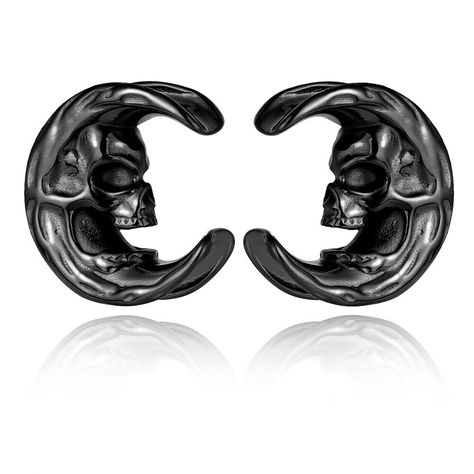 PRICES MAY VARY. Material: The ear plugs and tunnels are made of 316L stainless steel. Hypoallergenic and nickel-free, quality hand polishing, good choice for sensitive women or men, nice look, good weight, comfortable to daily wear. Packing: One pair (2 PCS) ear gauges are packed in a value and elegent gift box. It is a good gift choice for yourself, family or friends at Anniversary, Christmas,Valentine's Day ,Birthday or Wedding Celebration. Ear Gauges Size: 14mm (9/16"). Color: Black.Check si 0g Gauges, Small Ear Gauges, Ear Gauge Sizes, Pretty Plugs, Plugs And Tunnels, Dark Skull, Ear Gauges Plugs, Ear Hangers, Ear Tunnels