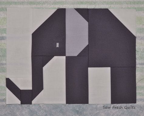 Elephant Quilt Block Pattern Free, Elephant Quilt Block, Fpp Patterns, Elephant Quilts Pattern, Quilt Animals, Month Ideas, Elephant Quilt, Elephant Parade, Childrens Quilts