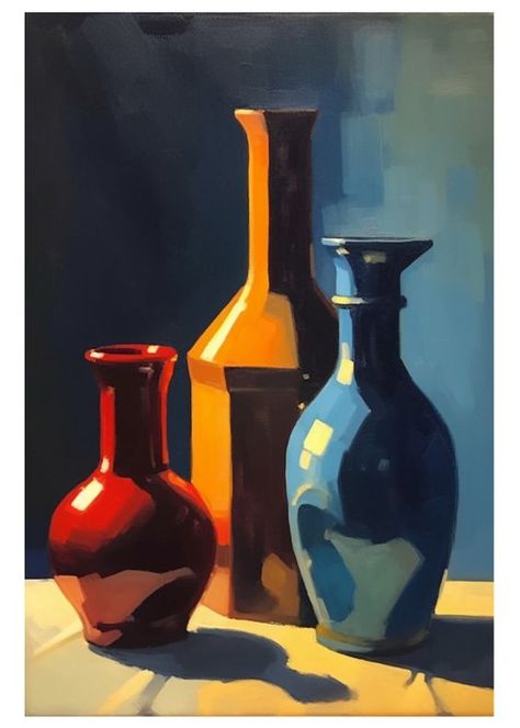 039 Still Life Simple Still Life Composition, Composition In Painting, Contrasting Colors Art, Still Nature Painting, Stylized Still Life, Watercolor Still Life Easy, Composition Painting Ideas, Simple Still Life Painting, Acrylic Still Life Paintings