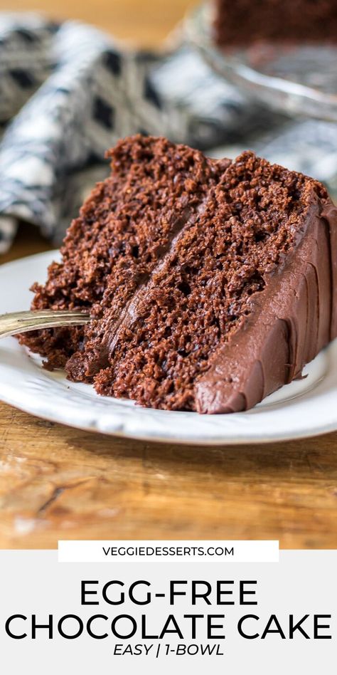 Egg Less Cake Recipe, Cake Without Egg, Egg Free Chocolate Cake, Veggie Desserts, Cake Recipes Without Eggs, Vegan Chocolate Cake Recipe, Egg Free Cakes, Egg Free Baking, Eggless Cakes