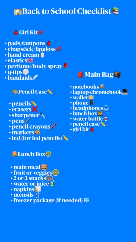 Day Before First Day Of School Checklist, Night Before School Checklist, School Day Checklist, First Day Of School Checklist, First Day Of School Aesthetic, After School Checklist, Night Before School, School Backpack Essentials, School Routine For Teens