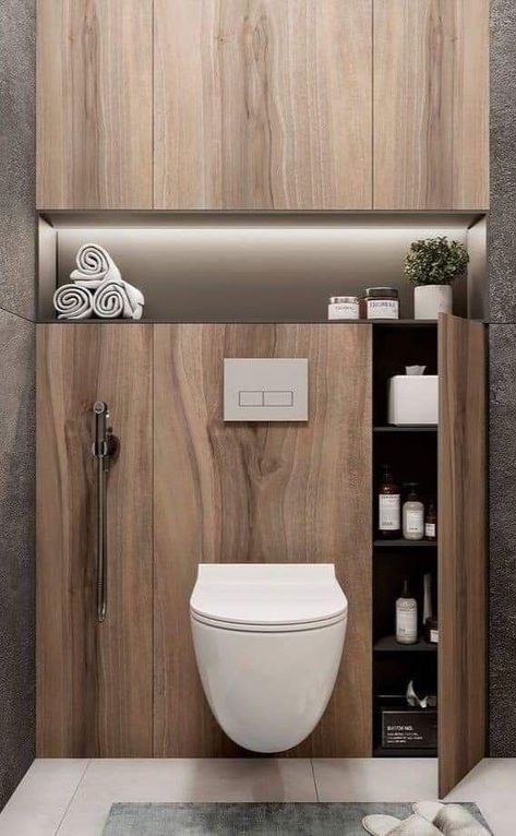 Toilet Storage Ideas, Bathroom Design Styles, Wc Design, Attic House, Bathroom Redesign, Diy Casa, Apartment Renovation, Bathroom Design Decor, Toilet Design