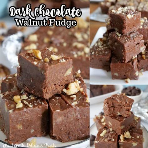 Dark Chocolate Walnut Fudge is a rich, creamy, and chocolatey fudge recipe that is loaded with walnuts. Homemade Peppermint Bark, Chocolate Walnut Fudge, Walnut Fudge, Fudge Ingredients, Dark Chocolate Fudge, Fudge Recipes Easy, Rich Chocolate Cake, Fudge Easy, Gourmet Treats