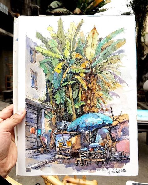 Beautiful Watercolor Paintings, Watercolor Architecture, Watercolor Paint Set, Seni Cat Air, Watercolor Landscape Paintings, Watercolor Art Lessons, Art Et Illustration, Beautiful Watercolor, Watercolor Sketch