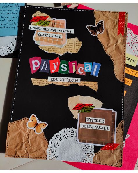 Journal Coverpage Aesthetic, Cover Page Design For Project Aesthetic, Physic Project Cover Page Ideas, Project Cover Decoration Ideas School, Design Ideas For Notebook Cover, Project Folder Design, Mapeh Notebook Cover Design, Cover Page Decoration For Project, Arts Notebook Cover Ideas