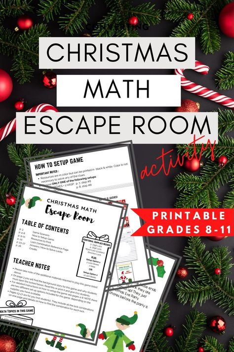 Christmas Math Middle School, Escape Room Printable, Algebraic Expression, Math Escape Room, Christmas Math Games, Christmas Maths, High School Math Activities, Simplifying Algebraic Expressions, Math Integers