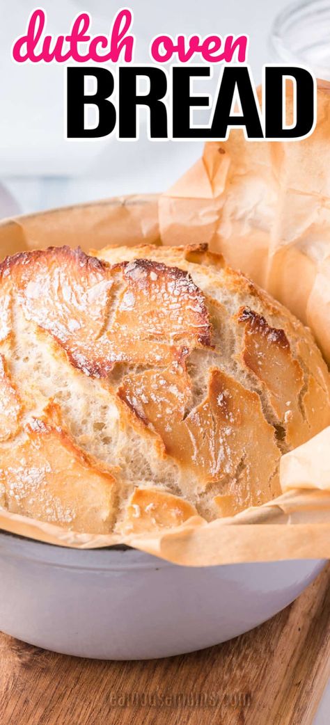 If you are a lover of homemade bread you are going to fall head over heels for this fluffy Dutch Oven Bread! It's great for sandwiches too! #RealHousemoms #dutchoven #homemadebread #breadrecipe #sidedish #easyrecipe Stove Top Bread Recipe, Sandwhich Bread, Homemade Bread Loaf, Dutch Oven Uses, Ceramic Dutch Oven, Yeast Dough Recipe, Fast Bread, Crusty Bread Recipe, Peasant Bread