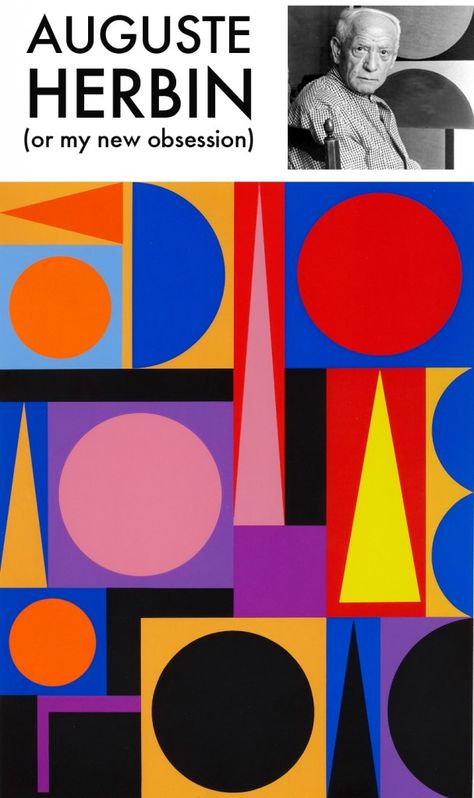 Geometric artwork by Auguste Herbin                                                                                                                                                                                 More Auguste Herbin, Geometric Artists, Geometric Artwork, 2d Shapes, Shape Art, Art Plastique, Art Abstrait, Geometric Art, Abstract Shapes