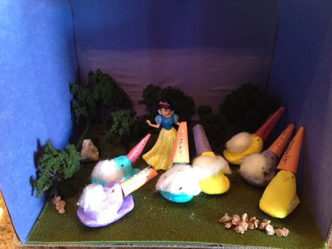 Snow White and the Seven Peeps diorama Peeps Diorama, The Seven, Fairy Tales, Snow White, Easter, White, Art