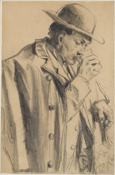 Adolph Von MENZEL - A Man Drinking | MasterArt Adolf Menzel, Adolf Von Menzel, Masters Drawings, Adolph Menzel, Man Drinking, Tattoo Coloring Book, Caspar David Friedrich, Master Drawing, Expressionist Art