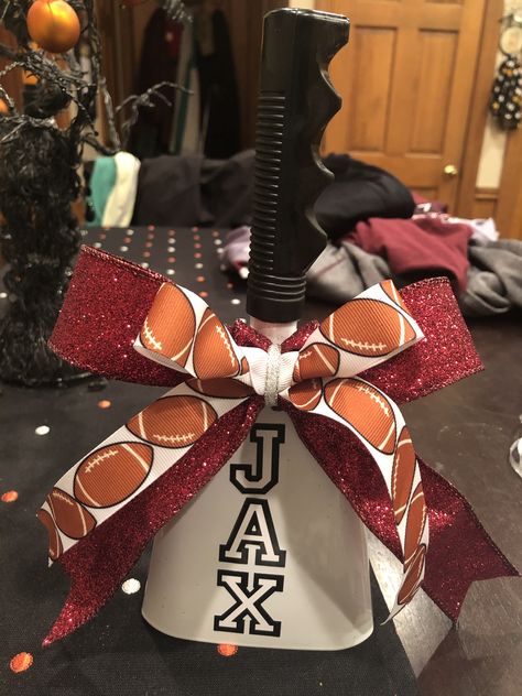 Cow Bell Decor, Cheer Wall, Bell Decor, Cheer Team Gifts, Football Spirit, Senior Night, Cheer Team, Cow Bell, Football Mom