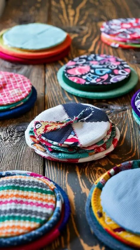 10 Ideas for Scrap Fabric Projects: Creative DIY Crafts to Try 10 Fabric Circle Crafts, Fabric Strips Projects, Ideas For Scrap Fabric, Fabric Remnant Projects, Leftover Fabric Ideas, Fabric Scraps Ideas, Scrap Fabric Ideas, Fabric Scrap Projects, Upholstery Fabric Projects