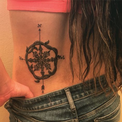 Compass snowflake tattoo Snowflake Tattoo, Compass Art, Snow Flake Tattoo, Pieces Tattoo, Chest Piece Tattoos, Stomach Tattoos, Chest Piece, Dec 30, Compass Tattoo