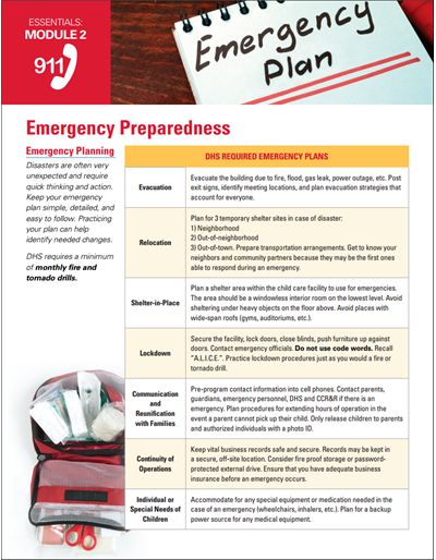 Disasters are often unexpected and require quick thinking and action. Learn more about required emergency plans, emergency supply kits, and intruder alert protocol in the child care setting. Inhome Daycare, In Home Childcare, Emergency Preparedness Plan, Home Childcare, Emergency Essentials, Daycare Menu, Disaster Plan, Safety Checklist, Early Childhood Centre