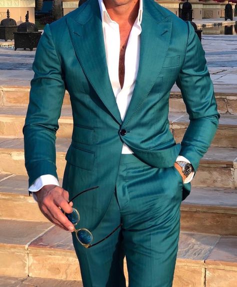 Slim Fit Groom Suit, Terno Slim Fit, Wedding Suits Groomsmen, Tailor Made Suits, Prom Suits For Men, Green Tuxedo, Slim Fit Tuxedo, Mens Blazer Jacket, Suits Clothing