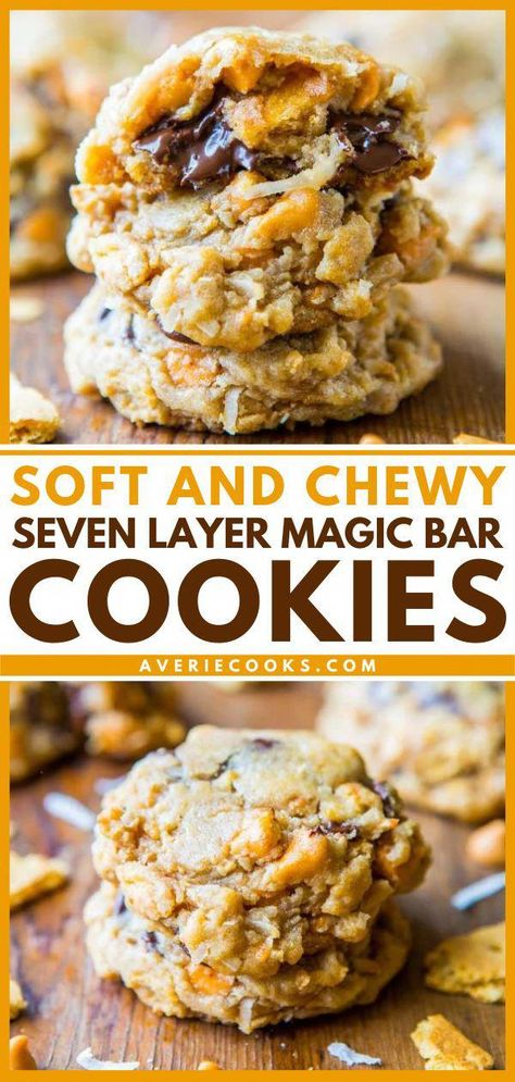 Here's a dessert idea if you love Magic Bars! Loaded with graham crackers, coconut, butterscotch chips, and chocolate chips, these 7 layer cookies have tons of textures and flavors. Save this easy cookie recipe! #BestHealthyFoodRecipes Seven Layer Cookies, 7 Layer Cookies, Chips And Chocolate, Christmas Dessert Ideas, Easy Christmas Cookies, Holiday Baking List, Graham Cracker Cookies, Favorite Christmas Recipes, Butterscotch Cookies