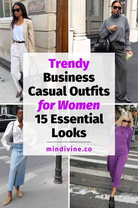 Explore 15 must-have business casual outfits for women. Each ensemble combines style and professional elegance, perfect for the modern working woman. Stay trendy and work professional with these fashion-forward ideas. Business Casual Inspiration, Business Casual Outfits For Women Shein, Trendy Professional Outfits For Women, Black Business Casual Outfits, Outfits Work Casual, Cute Fall Work Outfits, Trendy Professional Outfits, Trendy Business Casual Outfits For Women, Fall Work Outfits For Women