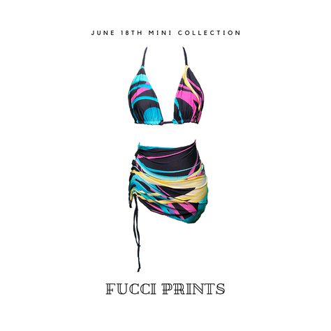 Insprired by our love for Emilio Pucci fabric, we are introducing Fucci Prints a mini collection of bathing suits! Pucci Fabric, Mini Collection, Emilio Pucci, Handmade Design, Our Love, String Bikinis, Bathing Suits, Running, Skirt