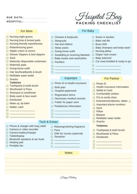 Labor and Delivery Checklist Hospital Bag Checklist, Maternity Printable Hospital Delivery Bag Checklist for mom, spouse/partner, and baby.  Stay fully prepared for your special day with our comprehensive Hospital Delivery Bag Checklist - helping you to have a smooth and stress-free birthing experience. This is a DIGITAL PRODUCT. No physical product will be shipped to you.  File Type: INSTANT DOWNLOAD PRINTABLE FILE WHAT YOU ARE PURCHASING Minimalist Maternity Hospital Bag Checklist (Digital Fil Hospital Checklist For Baby, Pack Hospital Bag For Delivery List, Husband Hospital Bag Packing Lists, Delivery Bag Checklist, Hospital Bag Checklist Uk, Maternity Bag Checklist, Birth Hospital Bag, Maternity Bag For Hospital, Maternity Packing Hospital Bag