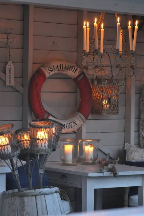 Nice Antique Coastal Decor, Bungalows Ideas, Houseboat Decor, Candles Display, Nautical Bedroom, Life Preserver, Seaside Cottage, Have Inspiration, Dream Beach