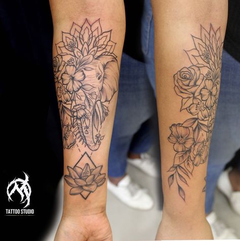 Elephant Lotus Flower Tattoo, Abstract Lotus, Flower Abstract, Elephant Tattoo, Mandala Flower, Lotus Tattoo, Leg Sleeves, Sleeve Tattoos For Women, Word Tattoos