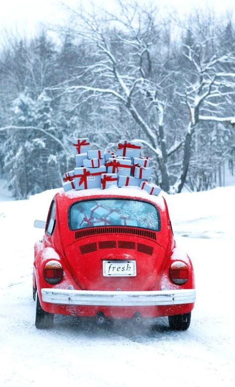 Red VW Beetle with Christmas gifts Christmas  Toni Kami Joyeux Noël Great Winter photography by Fresh ® http://www.pinterest.com/freshbeauty/ Christmas Car, Winter Diy, Red Car, Noel Christmas, Vw Beetle, Christmas Love, Christmas Aesthetic, Christmas Joy, Christmas Special