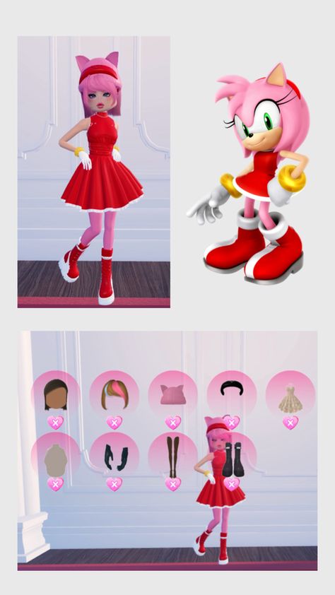 Dress To Impress  Theme: Animals, Cartoon Sonic The Hedgehog Amy Rose, Sonic The Hedgehog Amy, Animals Cartoon, Black Hair Roblox, Amy Rose, Roblox Codes, Roblox Roblox, Themed Outfits, Rose Dress