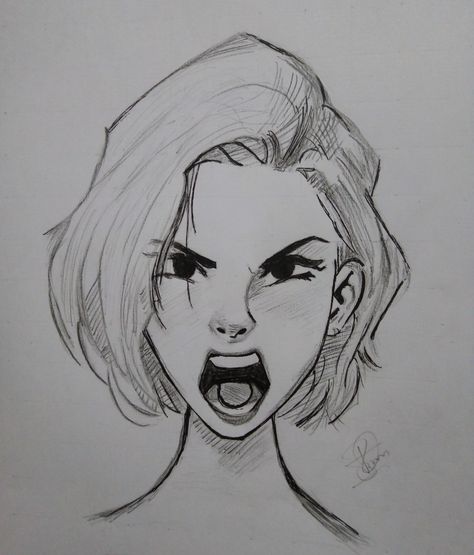 Passionate Expression Drawing, Mean Person Drawing, Angry Sketch Drawing, Anger Draw Faces, People Yelling Drawing, Person Screaming Reference Drawing, Anger Drawing Base, Girl Yelling Drawing, Person Yelling Drawing