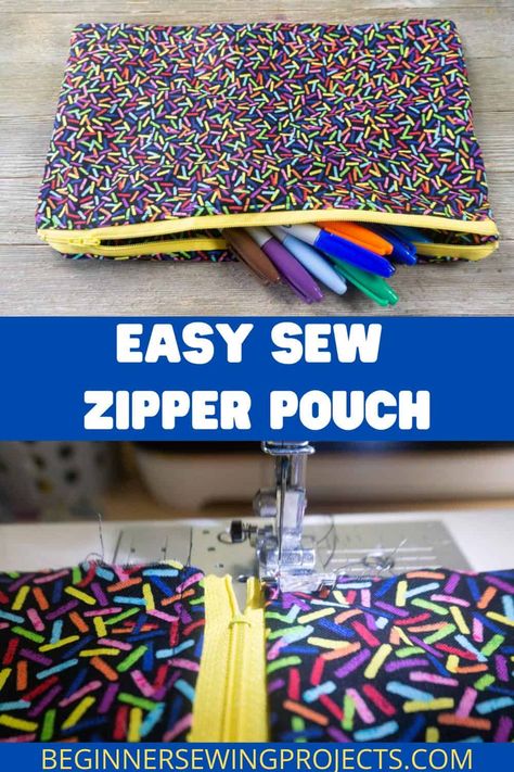 Get organized with this Easy Sew Zipper Pouch! This is fun and simple sewing tutorial is just what you need. Now you can stay nice and organized whether you are using is for your purse, a backpack, or just around the house. I love this little pouch. I made one for my kids to keep all their pencils in and they love it. Sewing tutorial. Sew. Easy Sew Zipper Pouch Zip Pouch Tutorial, Diy Pouch No Zipper, Purse Patterns Free, Sew Zipper, Pouch Sewing, Small Zipper Pouch, Zipper Pouch Tutorial, Pouch Tutorial, Simple Sewing