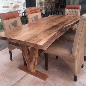 Bench Dining Table, Meja Sofa, Bench Dining, Unique Dining Tables, Wood Slab Table, Wood Dining Room Table, Solid Wood Benches, Dining Table Rustic, Live Edge Furniture