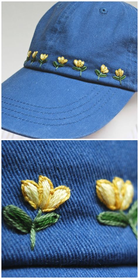 Baseball Cap Embroidery Diy, Ball Cap Embroidery Ideas, Baseball Cap Embroidery Ideas, Hand Embroidered Baseball Caps, Baseball Hat Embroidery, Embroidered Ball Cap, Cap Embroidery Ideas, Embroided Cap, Embroidered Hats Baseball Caps