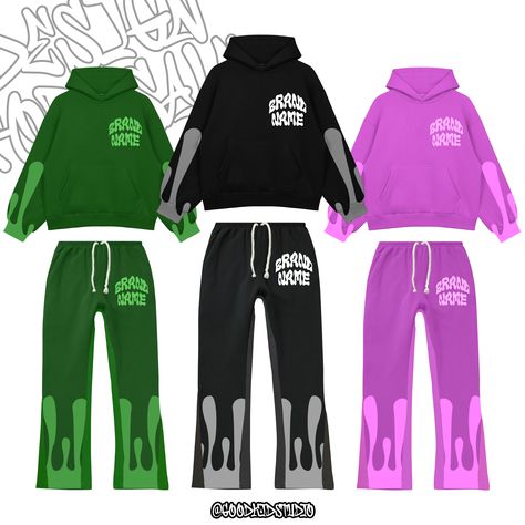 Sweatpants and Hoodie Design for your Clothing Brand. More in my Instagram Brand Clothes Design, Sweatsuit Design Ideas, Concept Clothing Design, Sweatpants Design Ideas, Clothing Brand Ideas Graphics, Clothing Brand Instagram Layout, Hoodie Layout, Sweatpants Ideas, Clothing Brand Aesthetic