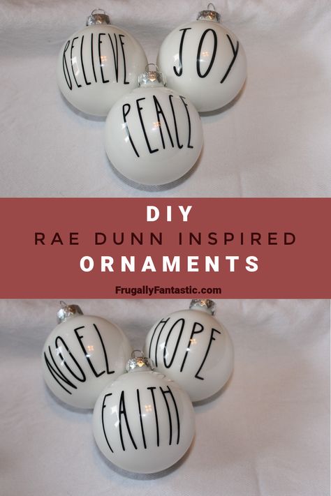 DIY Rae Dunn Inspired Ornaments FrugallyFantastic.com Rae Dunn Ornaments, Xmas Bulbs, Rose Petal Bath, Favorite Christmas Recipes, 25 Days Of Christmas, Diy Roses, White Ornaments, Cricut Joy, Easy Christmas Crafts