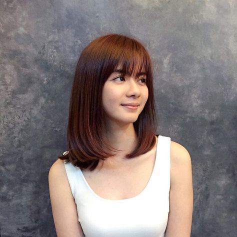 Medium Asian Hair, Golvende Pony, Medium Hairstyles For Girls, Haircuts For Medium Length Hair, Asian Haircut, Fesyen Rambut, Bob Hairstyles With Bangs, Medium Bob Hairstyles, Bangs With Medium Hair