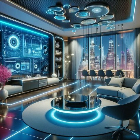 Arcade Business, High Tech Office, Futuristic Rooms, Scifi Room, Technology Advertising, Futuristic Living Room, Futuristic Home Design, Video Game Bedroom, Futuristic Room