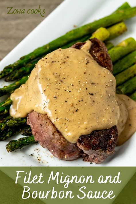 This easy Filet Mignon and Bourbon Sauce is impressive without requiring too many ingredients. The Filet Mignon medallions are simply seasoned with salt and pepper and cooked in a cast iron skillet until they are medium rare. Then the pan drippings are mixed with bourbon, onion, garlic, heavy cream, beef broth, butter, and a touch of sugar to create a sauce. Easy Filet Mignon, Ham Pasta Salad, Filet Mignon Recipe, Mignon Steak, Filet Mignon Recipes, Filet Mignon Steak, Grilled Ribeye, Meal For Two