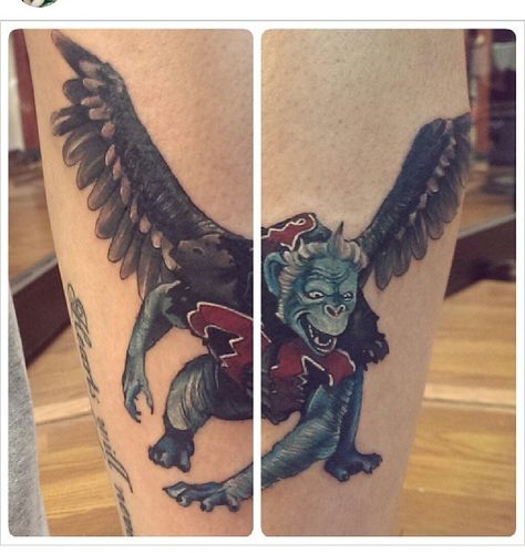 Flying monkey tattoo Flying Monkey Tattoo, Broadway Tattoos, Wicked Broadway, Monkey Tattoo, Monkey Tattoos, Thigh Piece, Body Modification, Tattoo Parlors, Flying Monkey