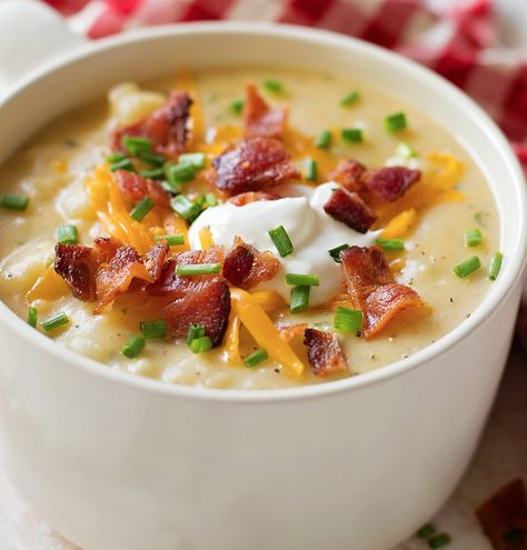 Loaded Potato Soup Baked Potato Soup Recipe, Best Potato Soup, Potato Bacon Soup, Life Made Simple, Loaded Potato Soup, Soup Appetizers, Loaded Baked Potato Soup, Baked Potato Soup, Loaded Potato