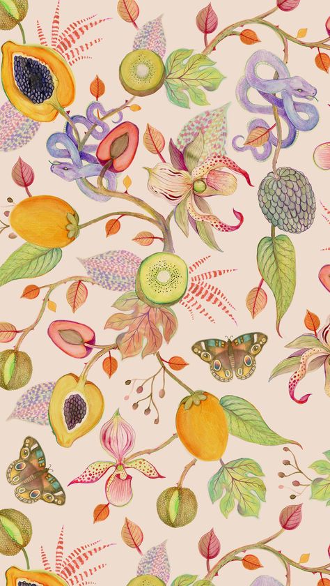 Motifs Textiles, Fruit Wallpaper, Design Textile, Exotic Fruit, Textile Patterns, Wallpaper Iphone Cute, Of Wallpaper, Aesthetic Iphone Wallpaper, Surface Pattern Design