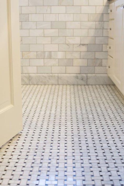 White and Black Basket Weave Bathroom Floor Tile Marble Subway Tile Bathroom Wall Tile Marble Subway Tile Bathroom, Basketweave Tile Bathroom, Subway Tile Bathroom Wall, Basketweave Tile, Subway Tile Bathroom, Black Marble Bathroom, Marble Subway Tile, Basket Weave Tile, Marble Bathroom Floor