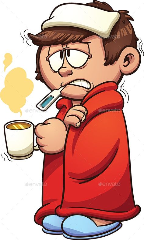 Sick Kid by memoangeles | GraphicRiver Sick Drawings, Health Words, Personal Social, Illustration Art Kids, Cartoon Clip, Pottery Workshop, Art Sketches Pencil, Good Cartoons, People Illustration