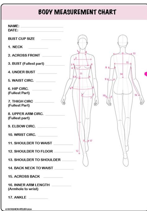 Mesurments Chart For Women, Tailor Measurement Sheet, Sewing Measurements Women, Sewing Measurements Chart, Measurement Book For Tailors, Skirt Types Chart, Measurements Chart For Women, Sewing Body Measurements, Size Chart Women Clothing