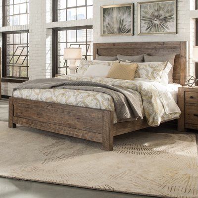 Beautiful wood Panel Bed. Perfect for rustic and farmhouse style. Love this wood look. #afflink King Poster Bed, Letto King Size, Queen Bedding, Queen Poster, Rustic Bedroom Decor, Wall Diy, Queen Panel Beds, Luxury Duvet Covers, Poster Bed