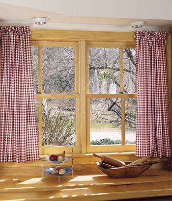 Kitchen curtain idea from Country Curtains Brown Kitchen Curtains, Wide Window Curtains, Country Kitchen Curtains, Cabin Curtains, Gingham Curtains, Bedroom Drapes, Tier Curtains, Custom Made Curtains, Country Cabin