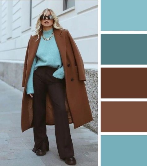 Best Color Combinations Outfits Womens Fashion, Best Colour Combinations Clothes, Colors To Wear With Brown, Brown Color Combinations Outfits, Color Outfit Combinations, Colour Combinations Clothes, Outfit Color Palette, Outfit Color Combinations, Turquoise Clothes