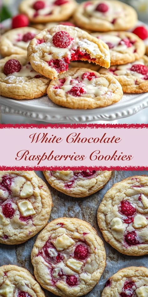 Flavor-Packed White Chocolate Raspberry Cookies for Berry Lovers White Chocolate Macadamia Nut Cookies With Raspberry, Fresh Raspberry Desserts, Fancy Cookie Recipes, White Chocolate Raspberry Cookies, Raspberry Cookie Recipes, Raspberry White Chocolate Cookies, Chocolate Raspberry Cookies, Macadamia Nut Cookies Recipe, Raspberry Cookie