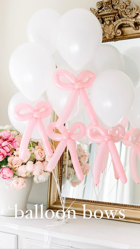 Balloon Bow, Bouquet Of Balloons, Twisting Balloons, Bow Baby Shower, Bday Party Theme, Ballerina Birthday, Pink Birthday, Bridal Shower Theme, Grad Party