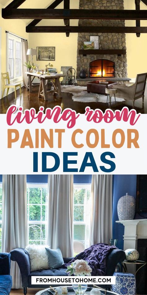 This list of living room paint color ideas will help you spice up your interior decor. Get ready to be inspired by these great examples and start thinking about what paint colors would work best in your space in 2021! Large Living Room Paint Ideas, Rustic Colors For Living Room, Timeless Paint Colors Living Rooms, Living Room Paint Color Ideas Warm, Boho Living Room Paint Color Ideas, Relaxing Living Room Colors, Best Colors For Living Room Walls, Living Room Colors Cozy, Popular Living Room Paint Colors